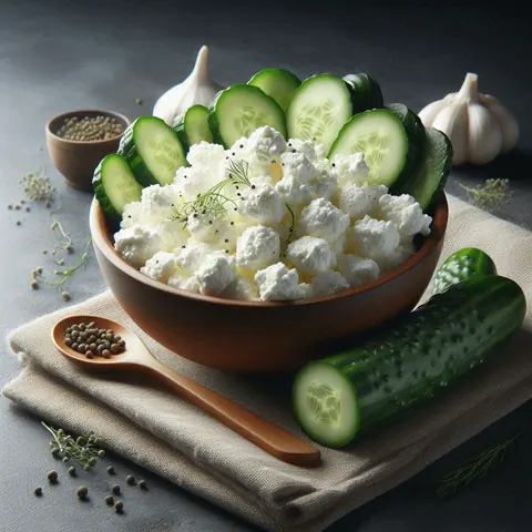 Cottage cheese with cucumber