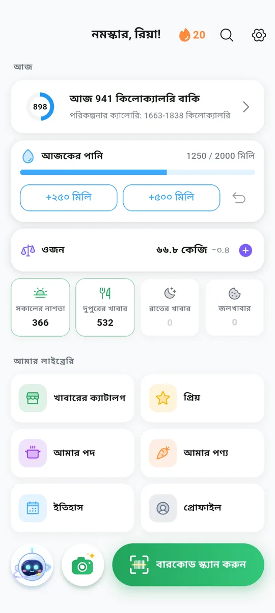 খাবারের ডায়েরি ও ম্যাক্রো