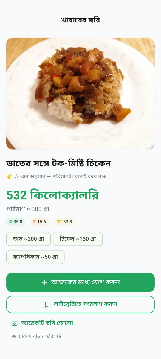 ছবি থেকে ক্যালোরি