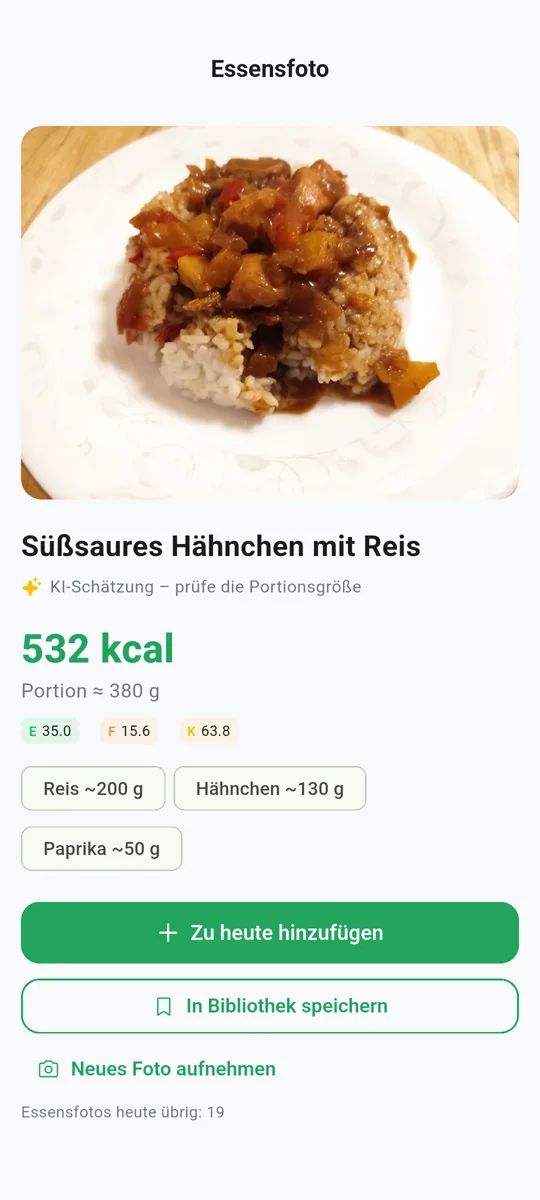 Kalorien per Foto