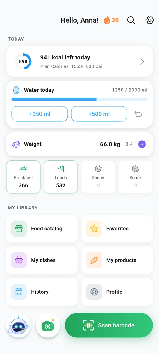 Food diary and protein tracker