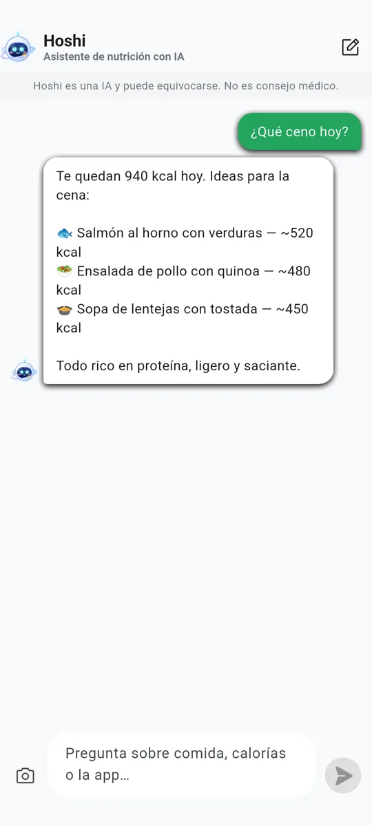 Hoshi, tu asistente de nutrición con IA