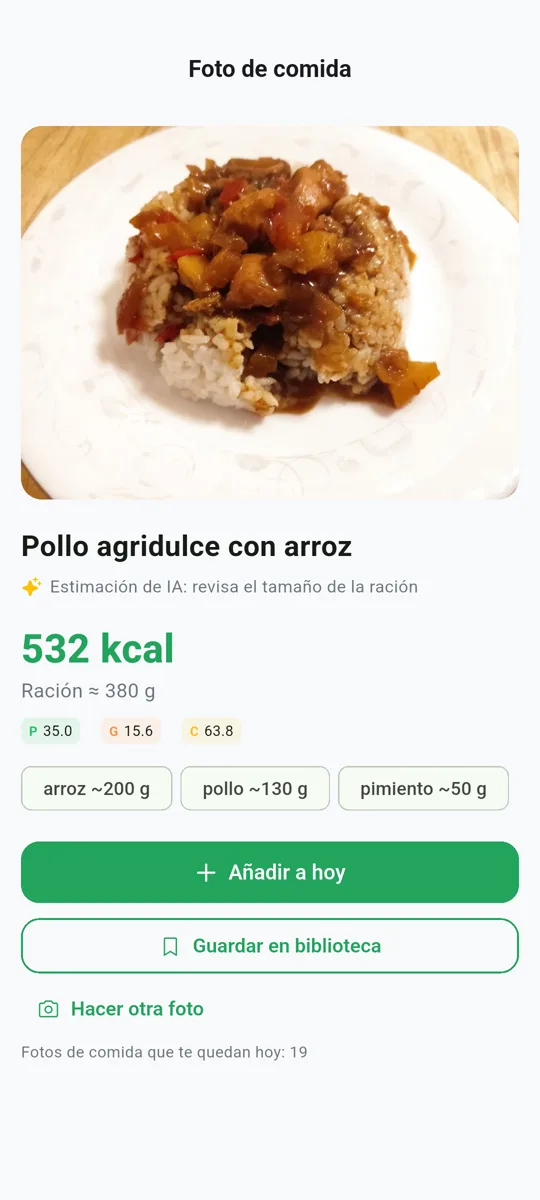 Calorías por foto