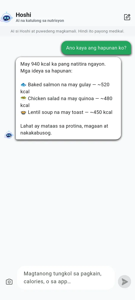 Si Hoshi, ang iyong AI nutrition assistant