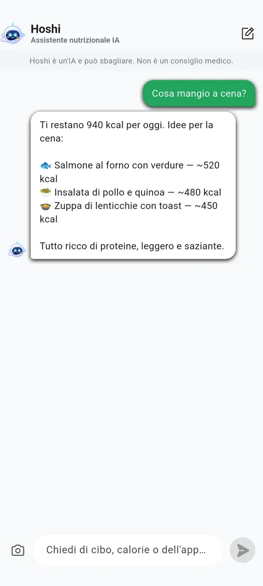 Hoshi, il tuo assistente nutrizionale IA