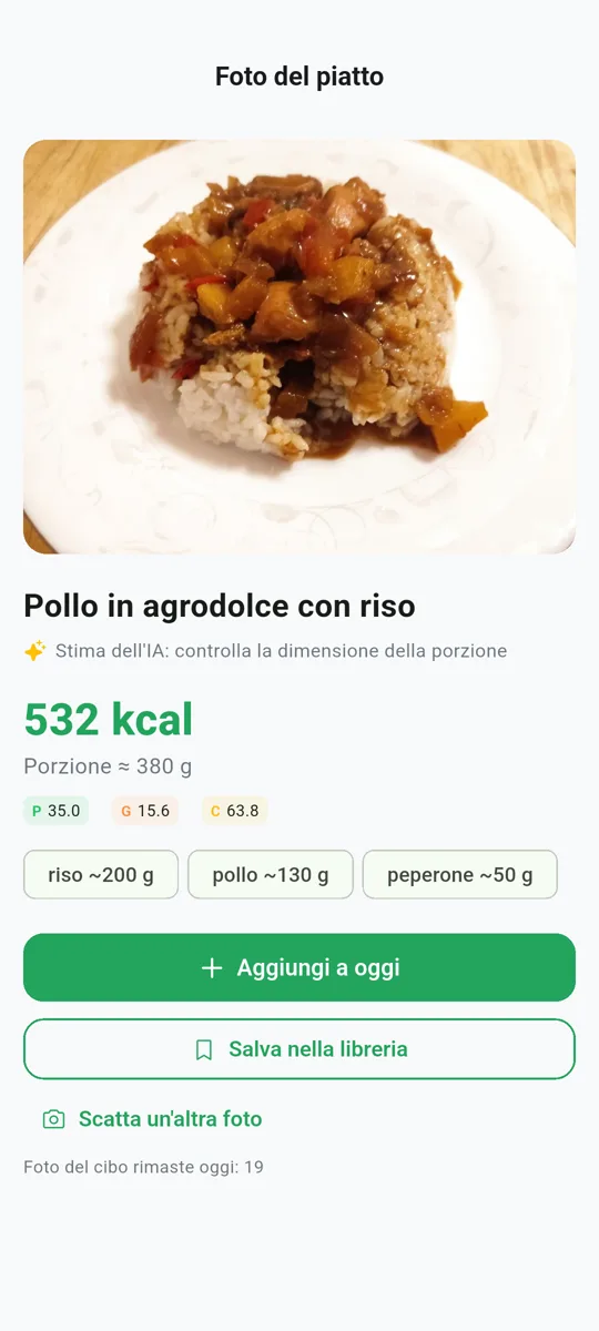 Calorie da foto