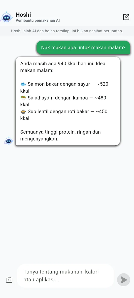 Hoshi, pembantu pemakanan AI anda