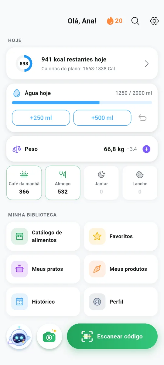Diário alimentar e macros