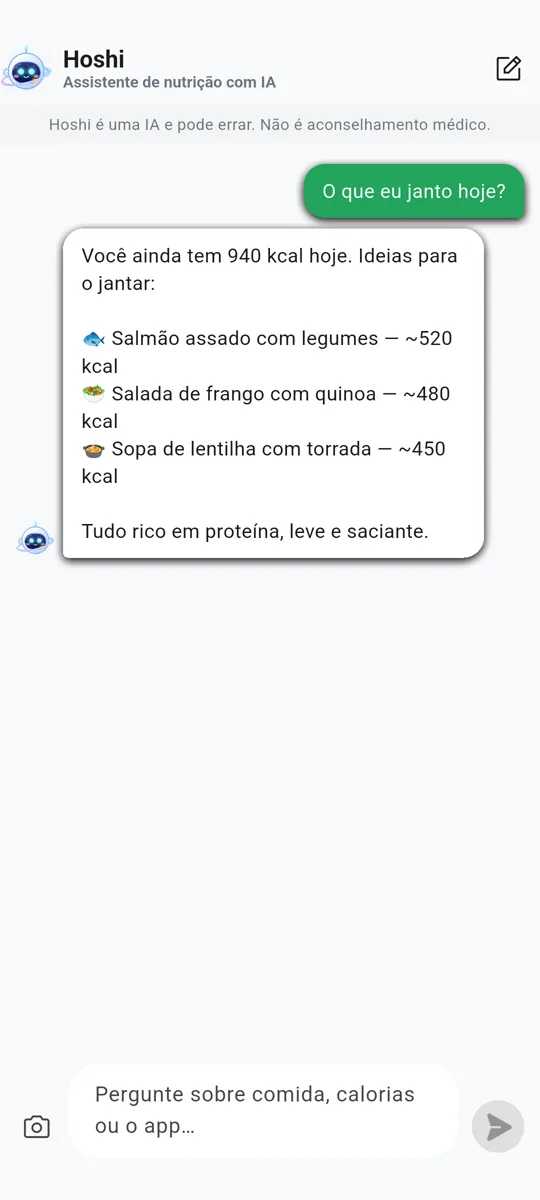 Hoshi, seu assistente de nutrição com IA
