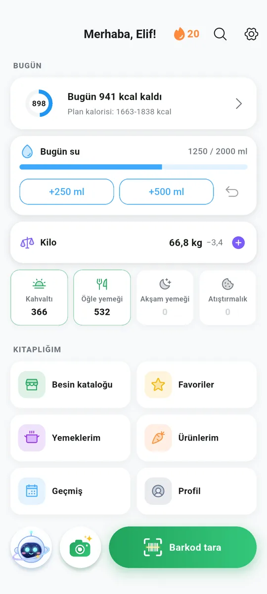 Beslenme günlüğü ve makrolar