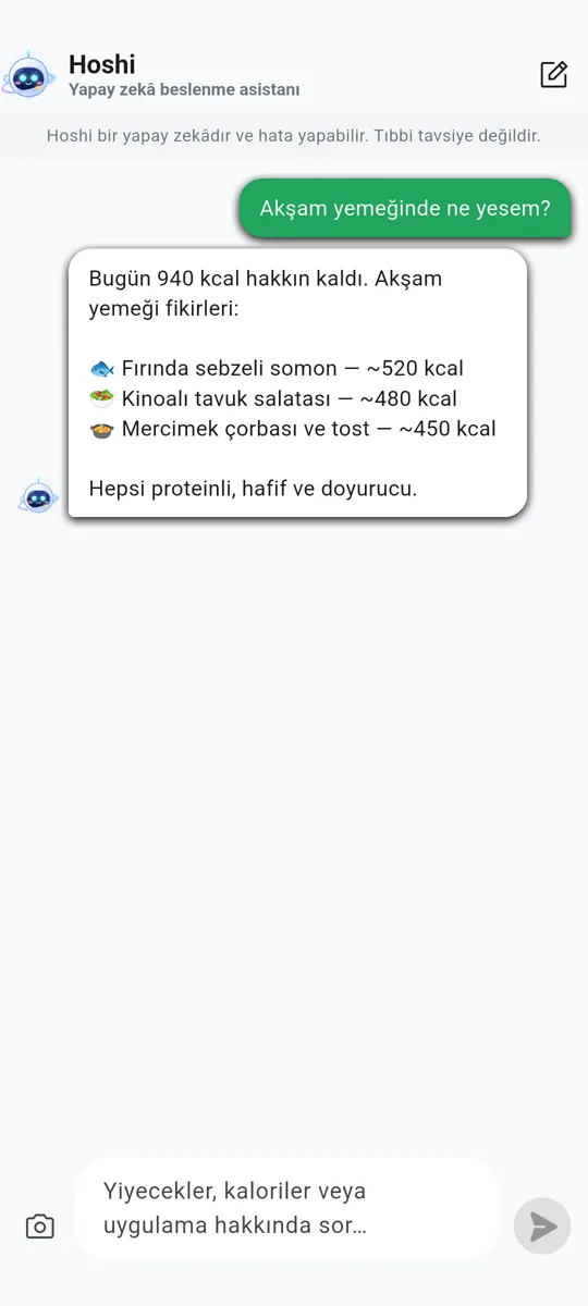 Hoshi, yapay zekâ beslenme asistanın