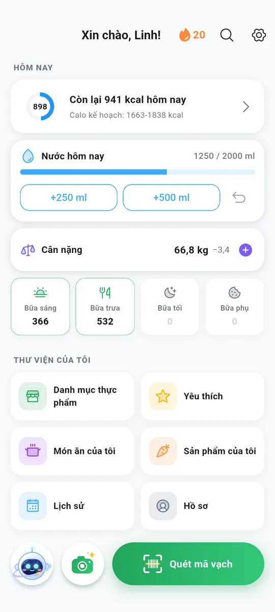 Nhật ký ăn uống và chất đa lượng